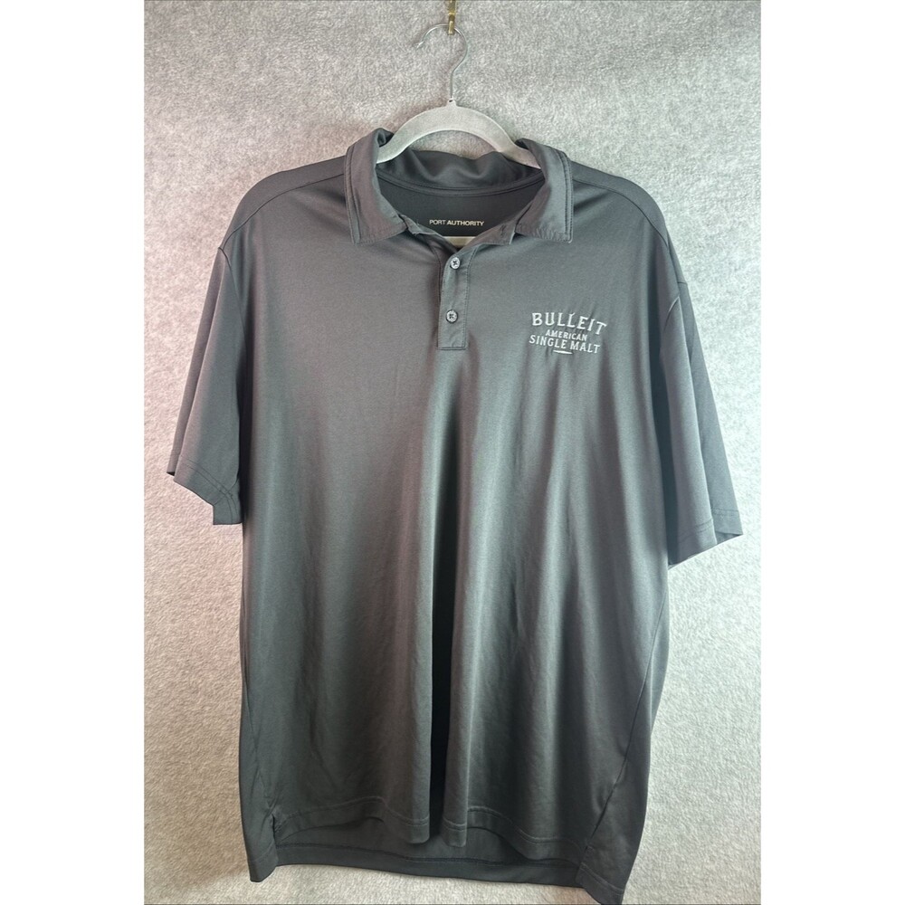 Bulleit Frontier Whiskey Men’s Golf Polo Shirt Gray Size Large Distillery Malt
